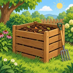 Bac &agrave; compost classique en bois, install&eacute; en ext&eacute;rieur dans un jardin