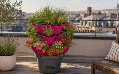 Lombricomposteur avec jardinière : WORMbox, WORMgarden, Transfarmers, WORMacotta...