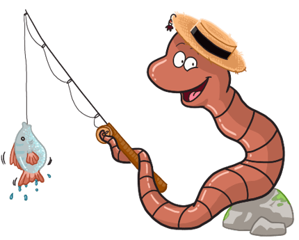 La mascotte Willy qui p&ecirc;che