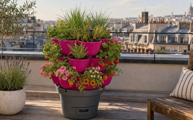 Lombricomposteur avec jardinière : WORMbox, WORMgarden, Transfarmers, WORMacotta...